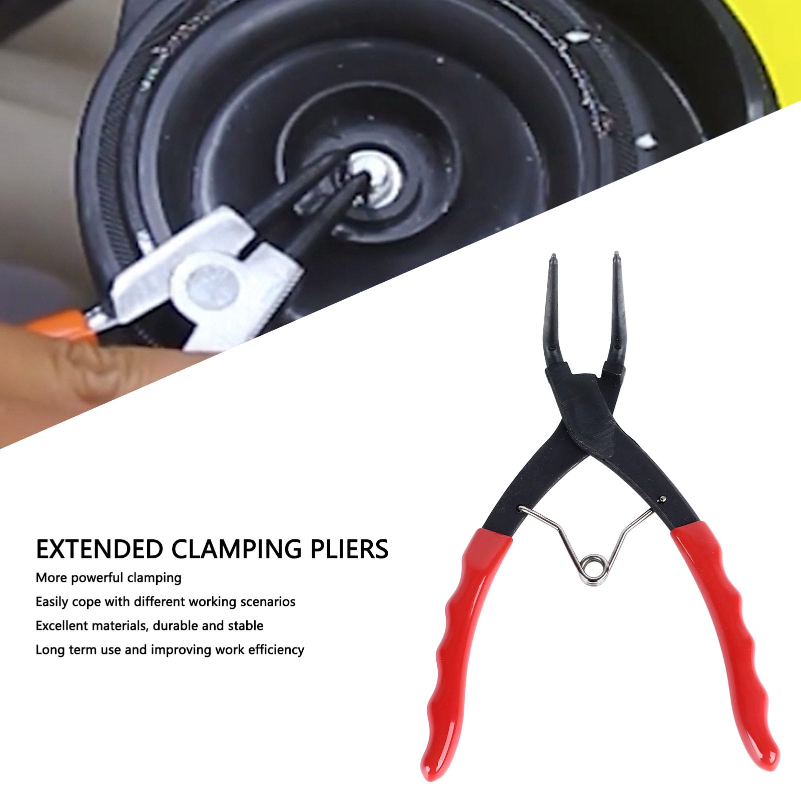 MOZUO Heavy Duty Retaining Ring Pliers with 90 Degree Inside Bend,7 Inch Ring Pliers Carbon Steel Red Locking Ring Pliers