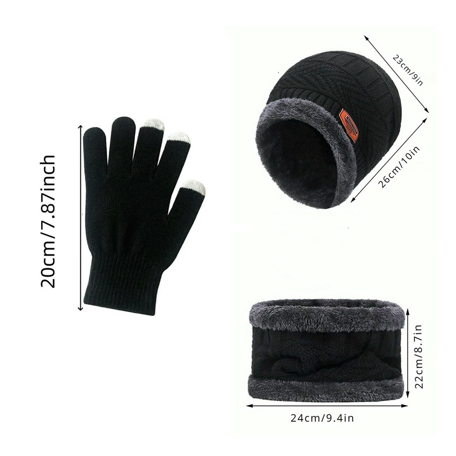 Mütze,Schal & Handschuh-Sets 3 Stücke Männer Frauen Winddichte Wintermütze Outdoor Winter Schal Handschuhe Kaschmir Isolierte Strickmütze Beanie Hüte Für Schal-Marine