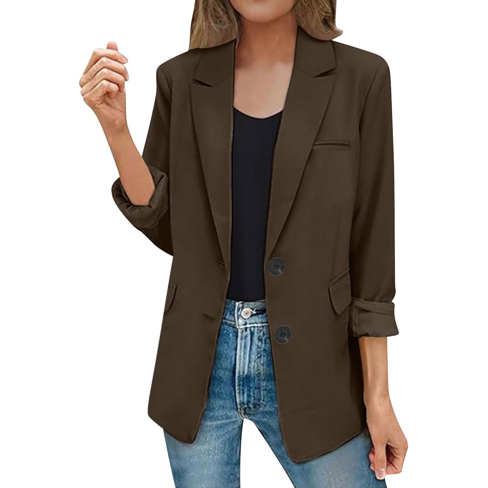 Womens Casual Blazer Jacket Business Casual Long Sleeve Lapel Open Front Suit Jacket Work 0Ffice Blazer Elegant Outfit