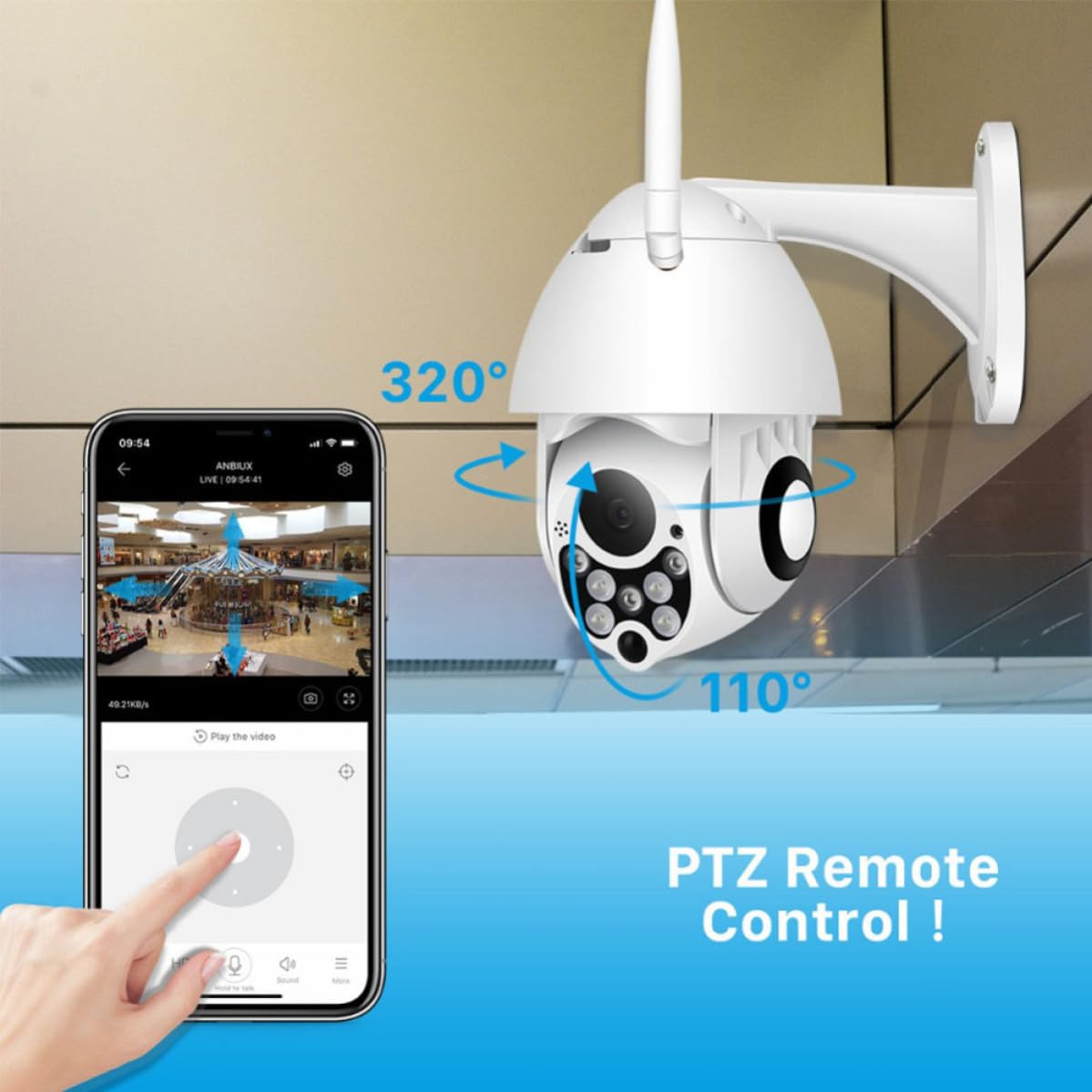 Didiseaon Caméra de Sécurité Étanche sans Fil Audio Bidirectionnel et Vision à Distance pour Surveillance Maison et Bébé, Plastique Blanc, Compatible Carte 128 GB