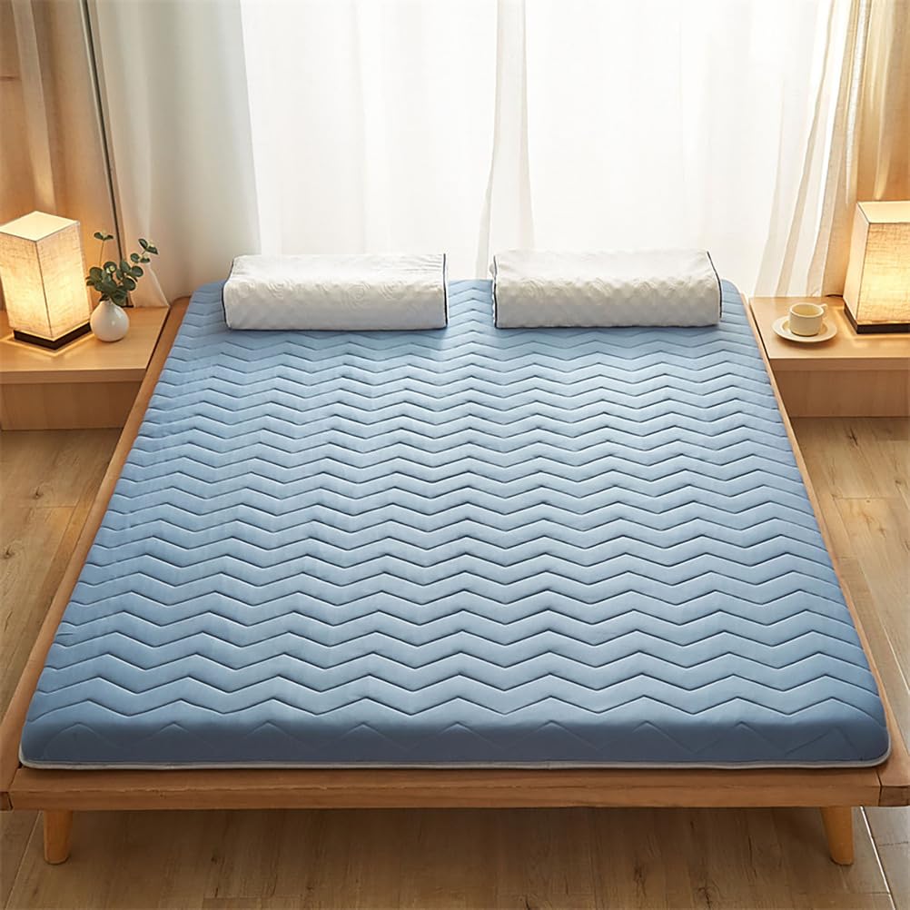 Floor Mattress 80x200cm, 5 Cm Thick, Portable, Roll-Up, Folding Guest Mattress Futon Tatami Mattress for Single Bed Double Bed Dorm Room Bedroom Rental Apartment,blue