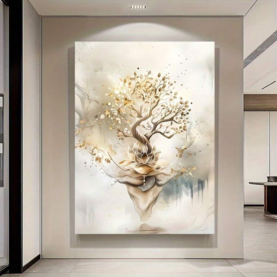 Tableau abstrait doré pour décoration de bureau moderne