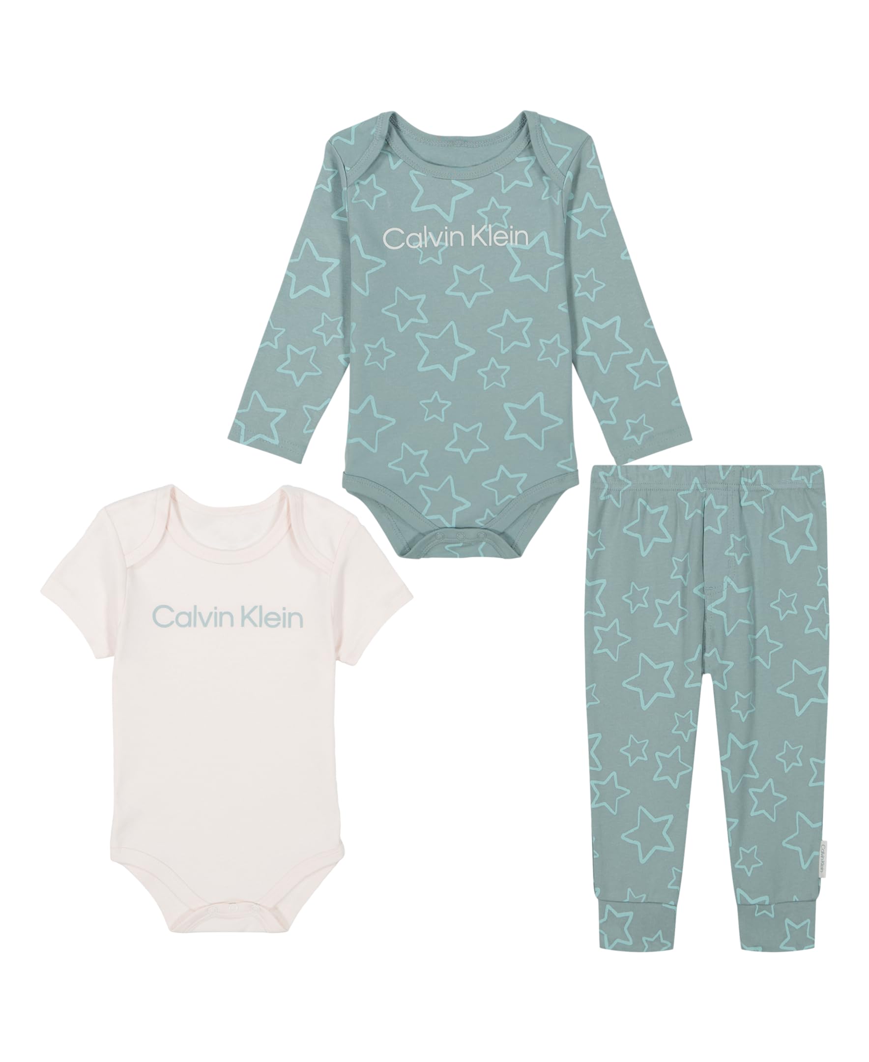 Calvin Kleinbaby-boys 3pc Creeper Pant Set