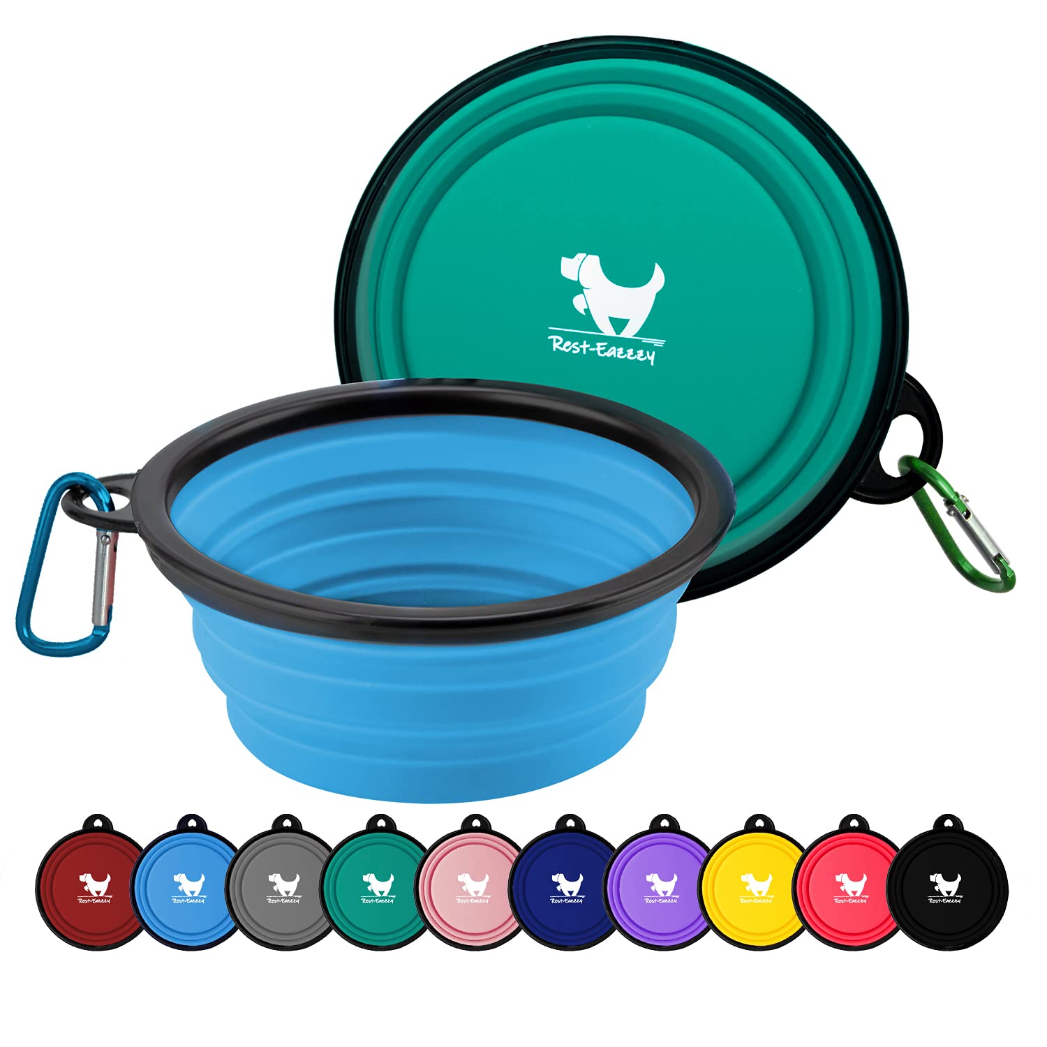 Rest-Eazzzy Collapsible Dog Bowls for Travel, 2-Pack Dog Portable Water Bowl for Dogs Cats Pet Foldable Feeding Watering Dish for Traveling Camping