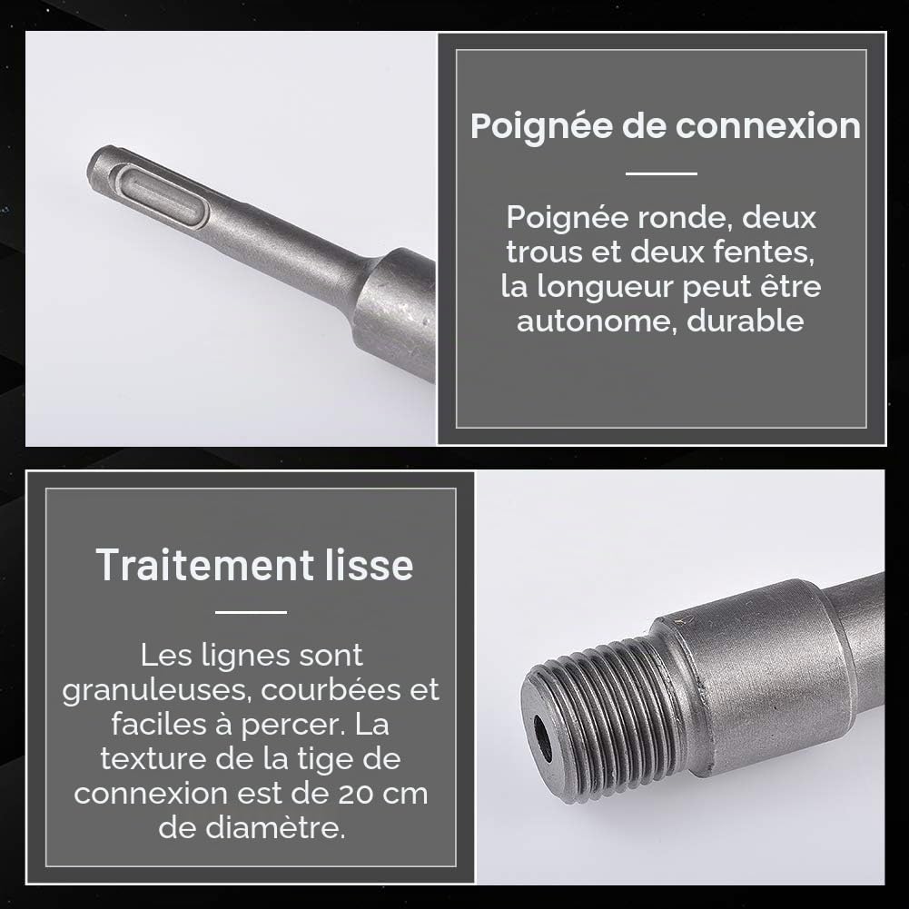 KATUR 45mm Scie Cloche à Béton Poignée Ronde SDS Plus Shank, Foret de mur de pierre de ciment de coupeur de trou de mur pour le climatiseur concret de brique