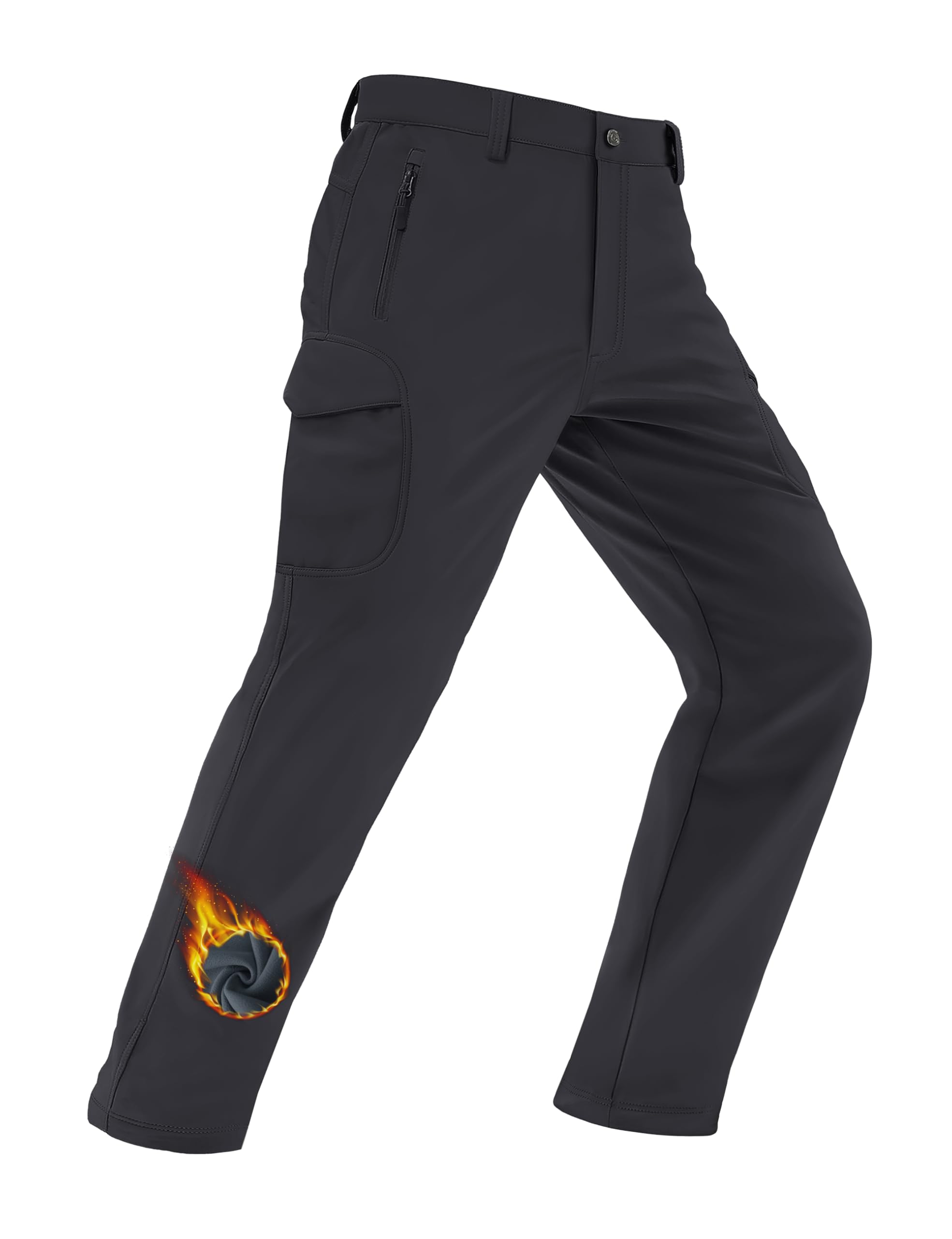 MAGCOMSEN Men's Winter Pants Water Resistant Fleece Lined Snowboard Ski Pants Softshell Tactical Pants with Multi-Pockets