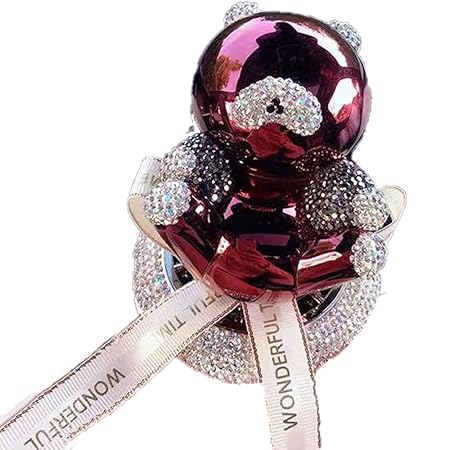 Mokshith Crystal Bear Air Freshener, Fashion Cute Crystal Big Head Bear Car Air Freshener, Bling Crystal Bear Perfume, Rhinestone Car Interior (BROWN)