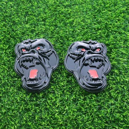 Image of Pair Set Angry Gorilla Ape Emblems 3D Badge Decal Sticker Fit for Universal Car Truck Motorcycles (Black Red)