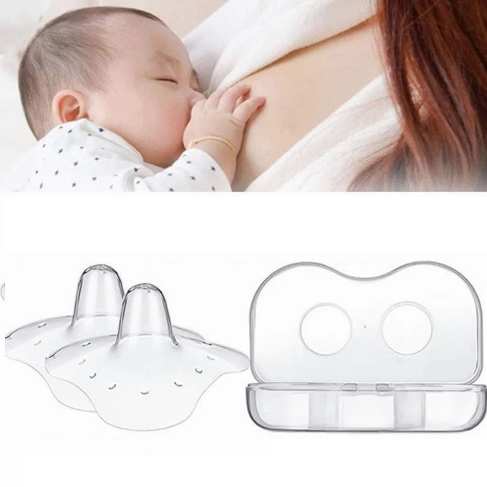 Generic Umgekehrte Brustwarzenhütchen, 1 Paar, Einzigartiger Brustwarzenhütchen mit Aussparungen, Hitzebeständig, Fördern die Mutter-Baby-Bindung, Lebensmittelechtes Silikon Zum Stillen für Säuglinge