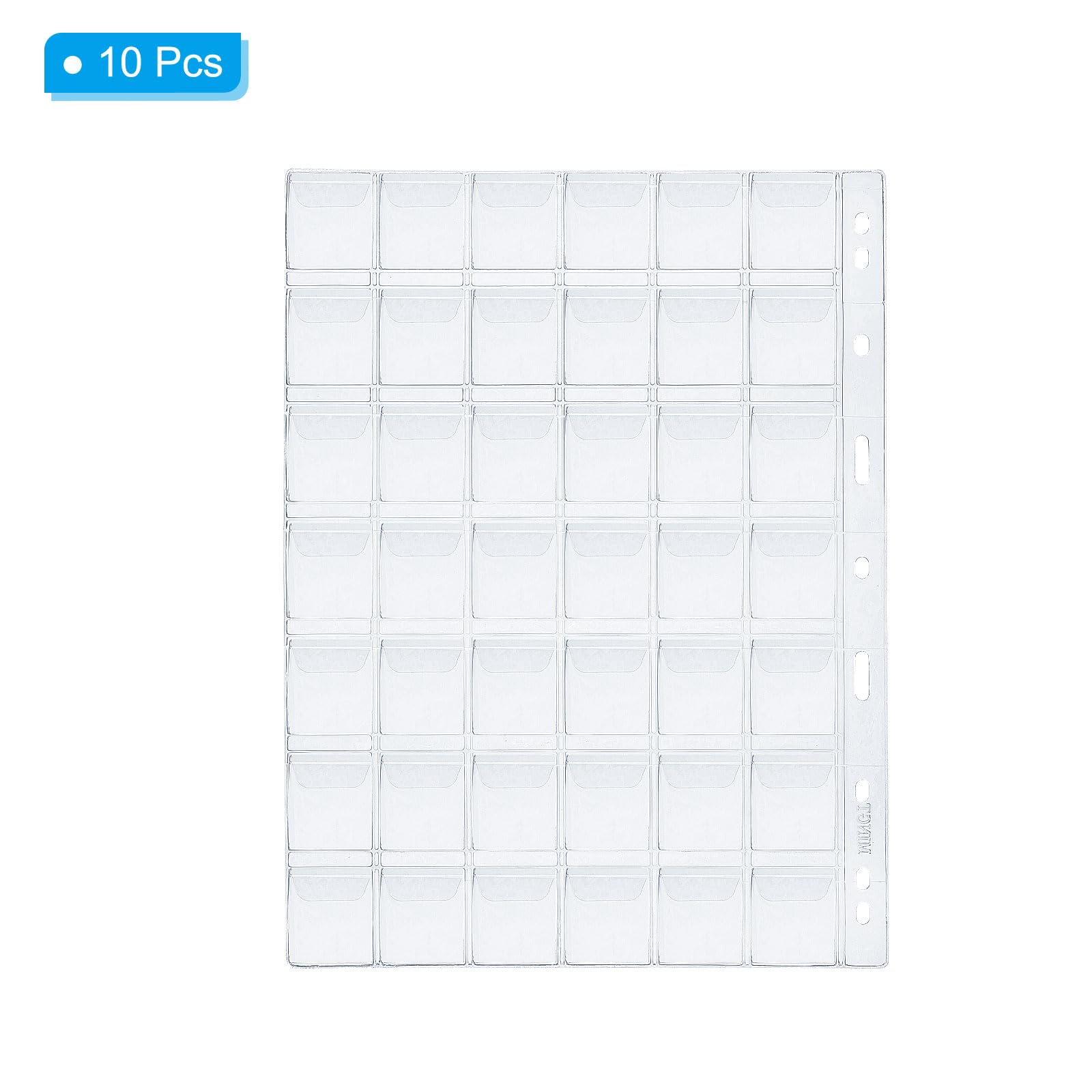 PATIKIL 42 Pockets Coin Collecting Pages, 10 Sheets Coin Binder Inserts Sleeves with 9 Hole Coins Holder for Coin Book Album, Clear - Image 4
