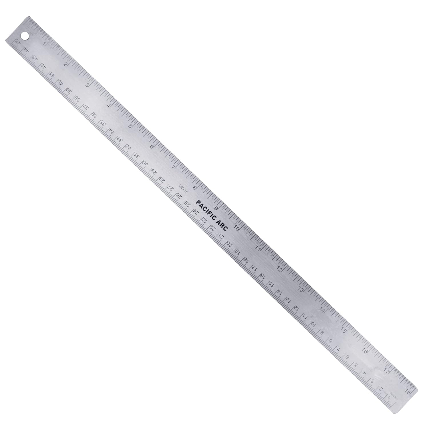 Stainless Steel 18 Inch Metal Ruler Non-Slip Rubber Back, with Inch and Metric Graduations