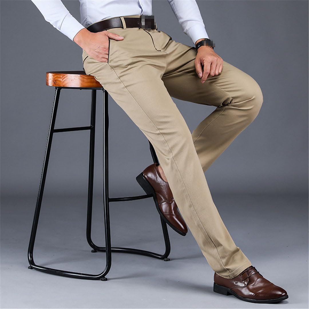 Vogrtcc Pantalones De Hombre Elástico Ajuste Formal Drapeado Trajes Rectos De Gran Tamaño Vestido Pantalón De Oficina De Negocios