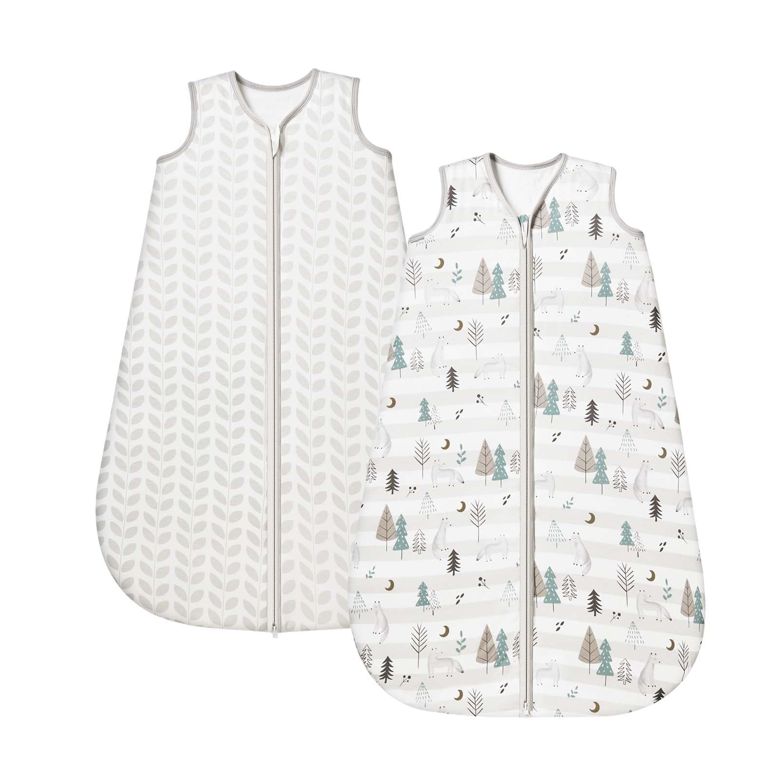 ToyaTec Sacco nanna per neonati 1.0 Tog, confezione da 2, in morbidissimo rayon di bambù, sacco nanna in fibra di bambù biologica per neonati, ideale per primavera, estate e autunno(Grigio,M)
