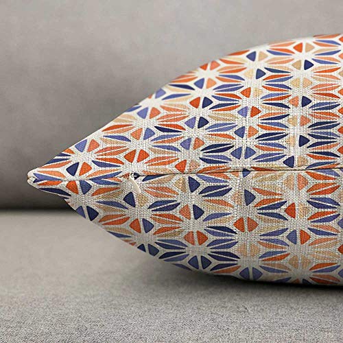 Hosnye TPC1818A99 Blue Orange Beige Spot Cotton Linen Throw Pillow Case Round Triangle Flower Pillow Cushion Covers Home Sofa Decorative 18 X 18 Inch thumb #5