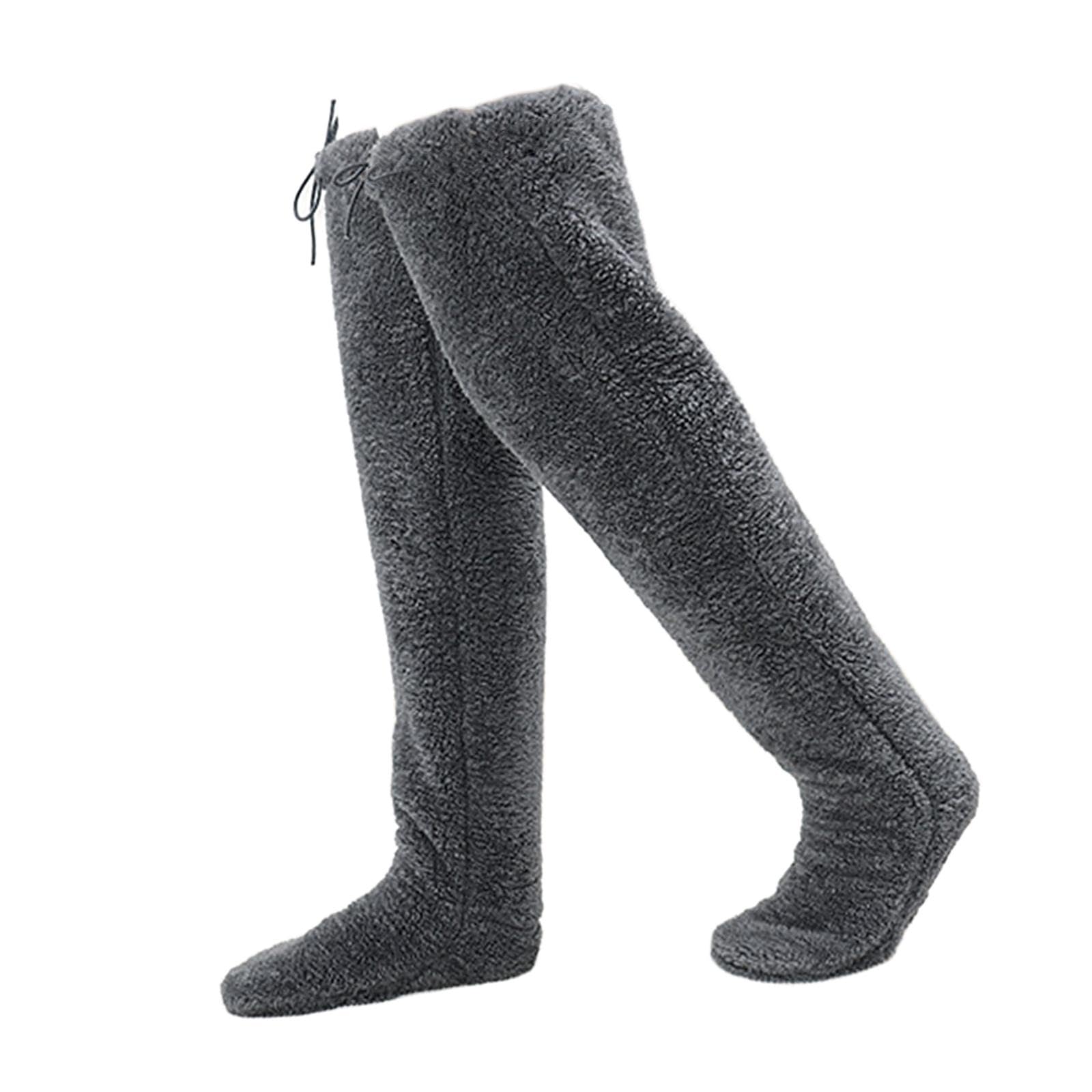 Oshhni Overknee-Socken aus flauschigem Plüsch, warme Hausschuhstrümpfe für das Wohnzimmer