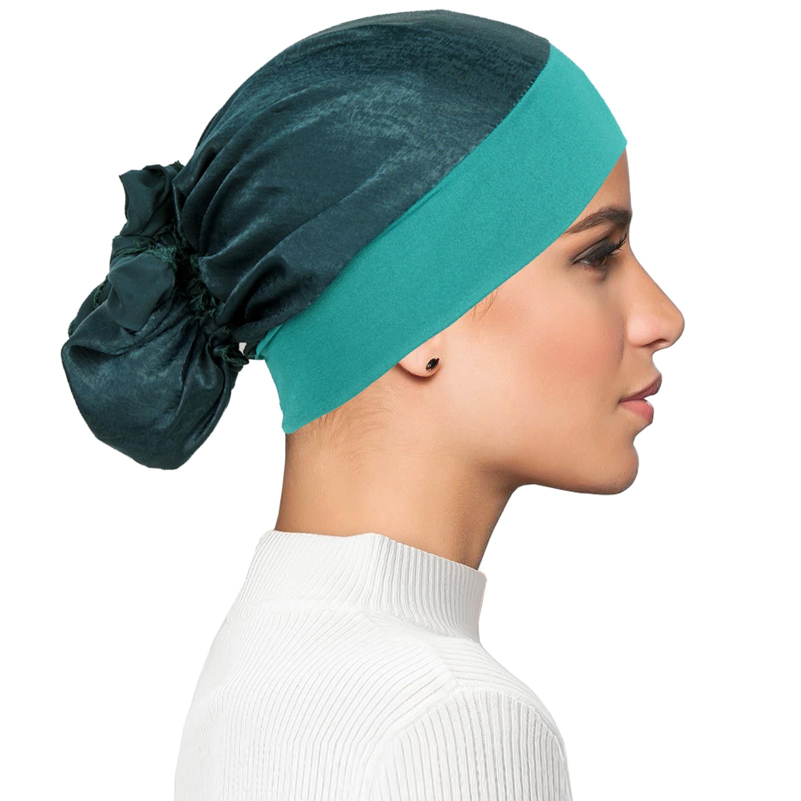 Fadachy Women's Solid-Green Chemo Headwear For Head Scarfs Turbans Uk Cancer Scarves Bandanas Turban Hat Stretchy Turban Cap Bandana Skull Cap Ethnic Head Wrap Hat