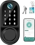Smart Fingerprint Door Lock, Keyless Entry Door Lock with App Control & Auto Lock, IP66 Weatherproof Digital Electronic Touchscreen Keypad Deadbolt,Biometric Smart Locks for Front Door (Black)