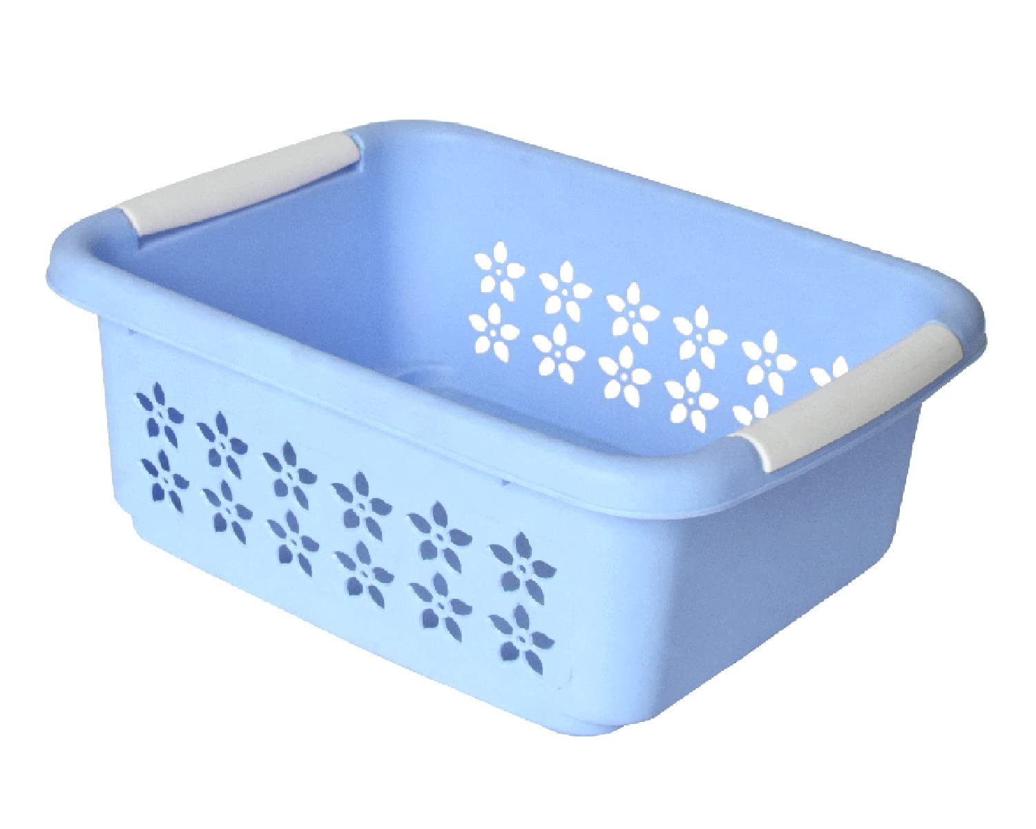 Kuber Industries Multipurpose Rectangle Shape Plastic Storage Basket for Kitchen, Fruit Basket, Office Table, Storage Organizer Medium (Sky Blue)