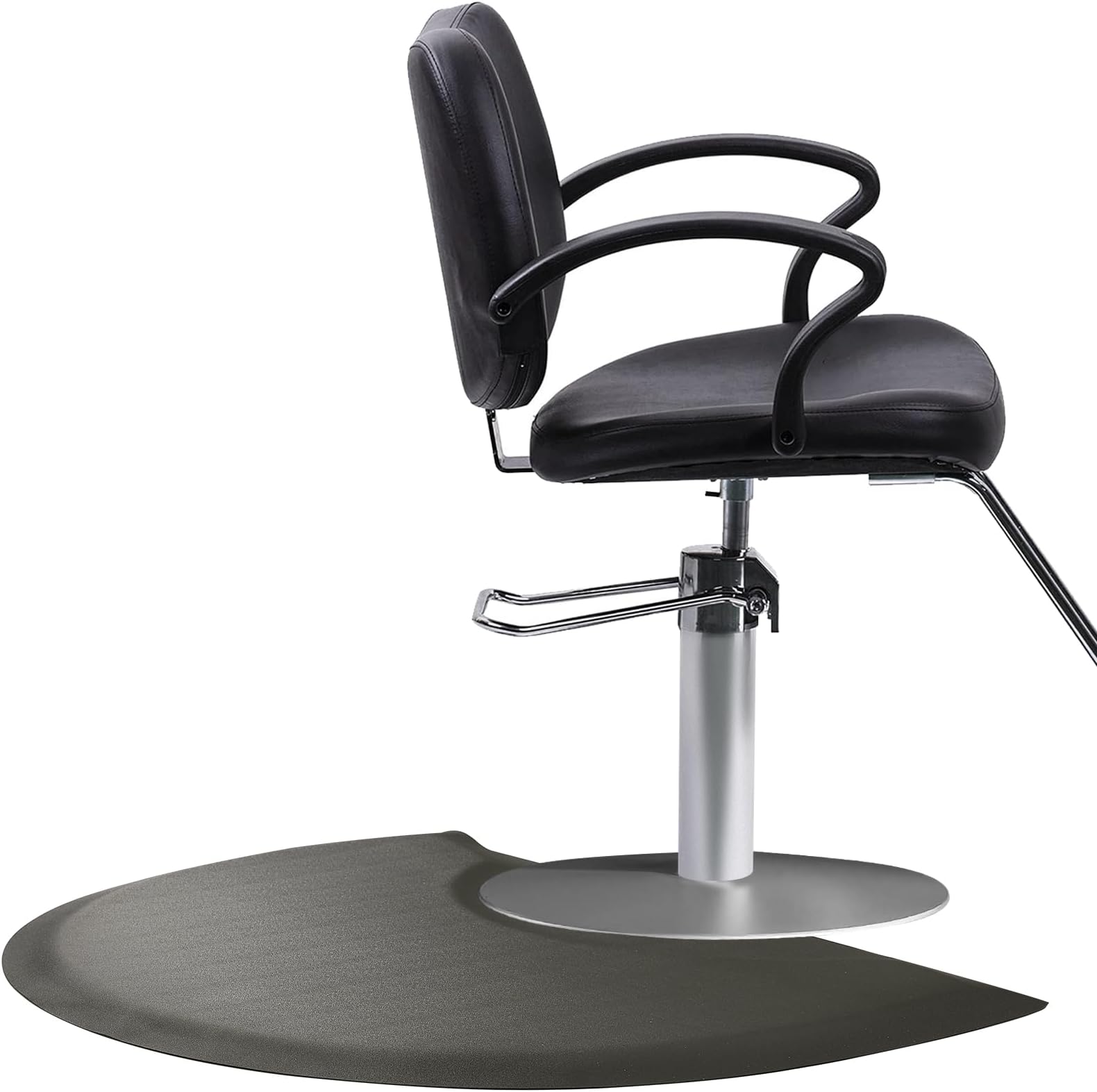 Salon Barber Chair Mats for Hair Stylist Anti Fatigue Standing 3'x4' Salon Floor Mats - Black Semi Circle Hairstylist Mat for Salon Chair - 1/2" Thick Comfort Hair Cutting Hairdressing Equipment
