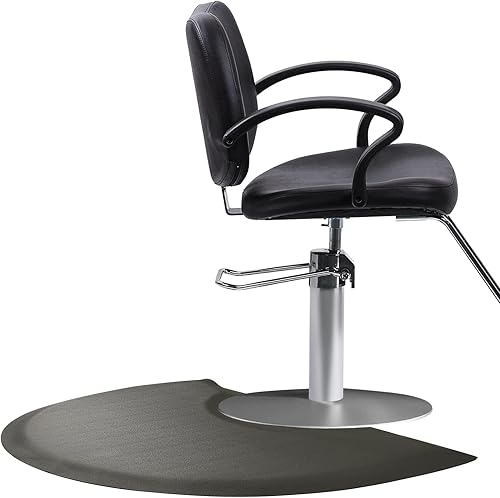 Miniatura 9 de Alfombrillas de salón para estilista de peluquería de 3 x 4 pies, alfombrillas para silla de peluquería  Alfombra negra semicírculo antifatiga para