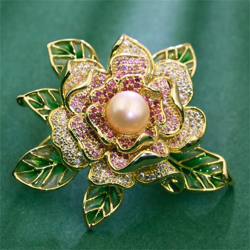 Broches de Solapa de aleación con Forma de peonía de Lujo para Mujer, Ideales para chales, cárdigans y cuellos.