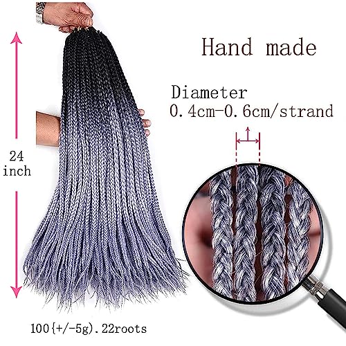 TAOYEMY Box Braids Crochet Hair Extensions 24 Inch 6 Packs, 22 Strands/Pack - Image 3