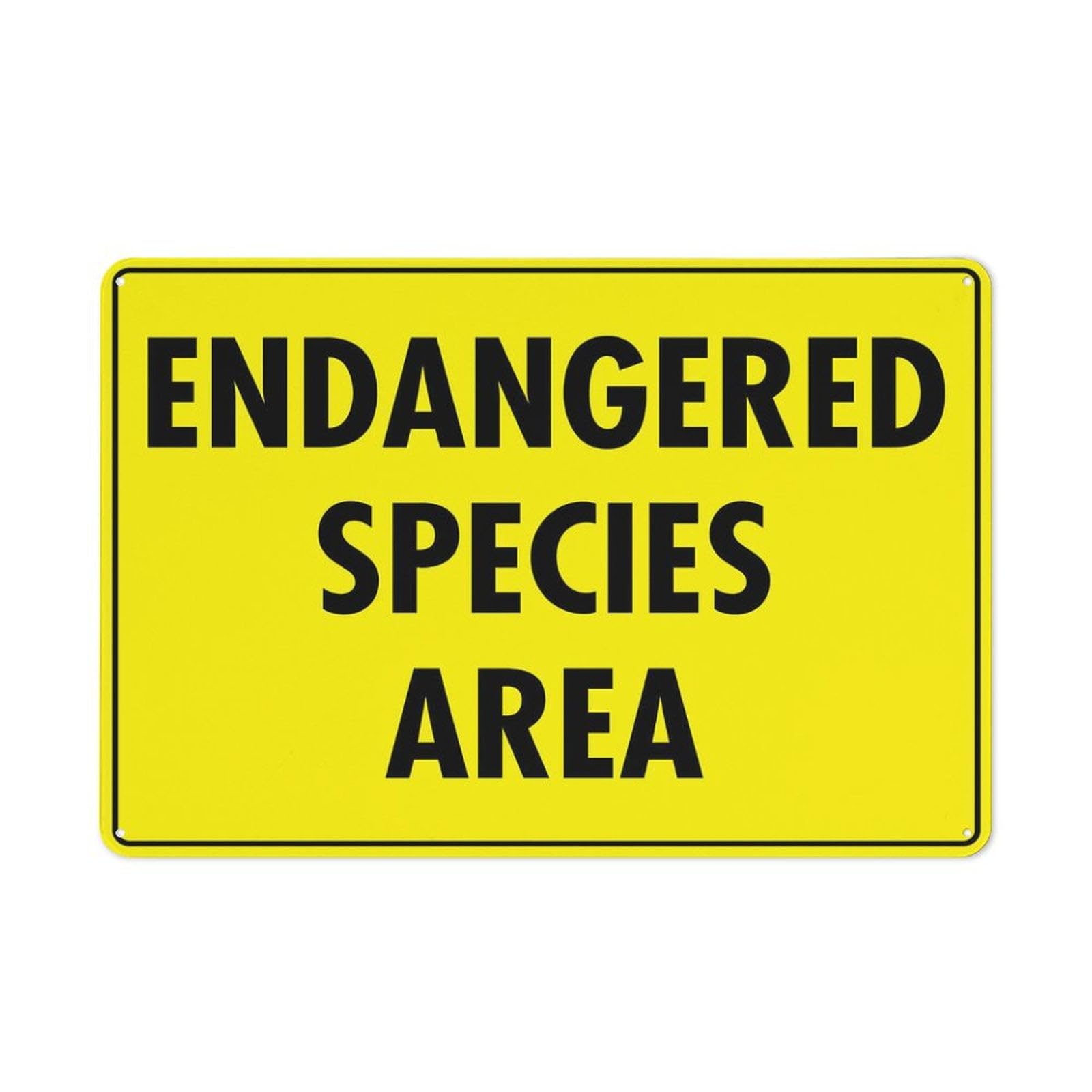 Endangered Species Area Yellow Warning Sign 8"x12", Outdoor Aluminum, Parks Rural Areas, Biologists Drivers Wildlife Conservation High-Visibility Sign