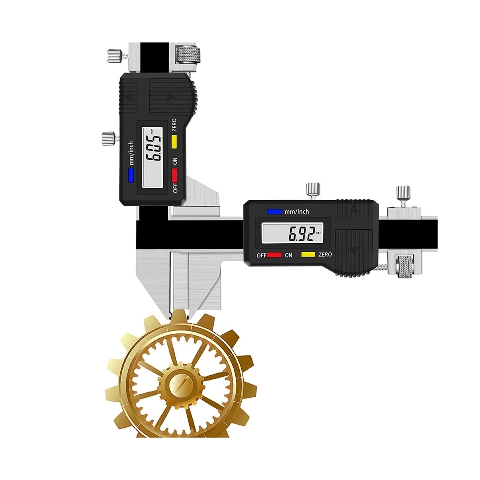 Calibrador con Pantalla Digital para medir el Espesor de los Dientes. Especificaciones: M1.5-26. Precisión del calibrador para medir el Espesor de los Dientes: 0.02,