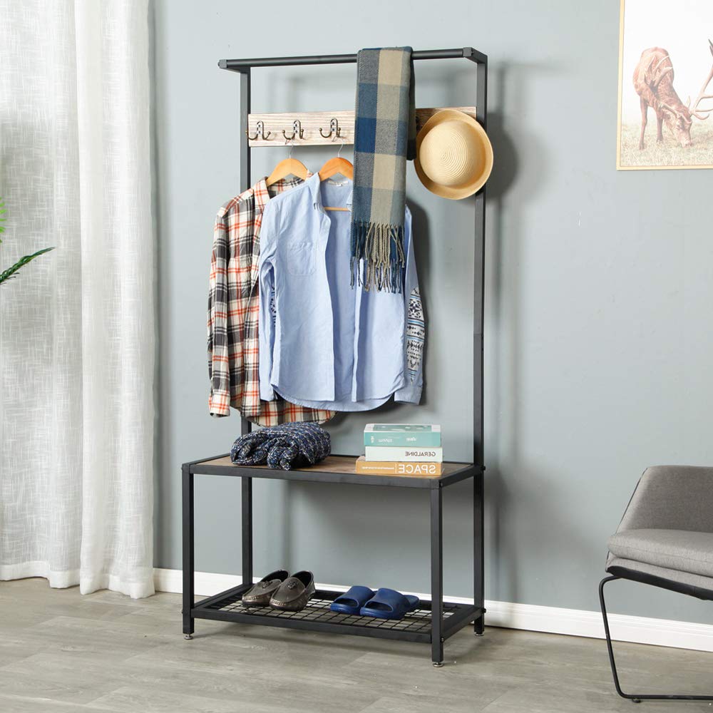 Buy WGX Design For You Industrial 2Layer Coat Rack Shoe Bench, Hall