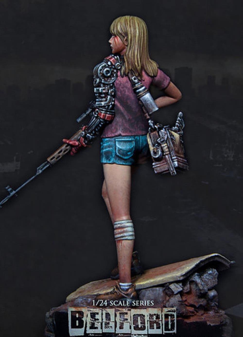 1/24 75Mm Mujer Soldado con Pistola 75Mm Figura De Resina Histórica Modelo Kit En Miniatura Sin Montar Sin Pintar