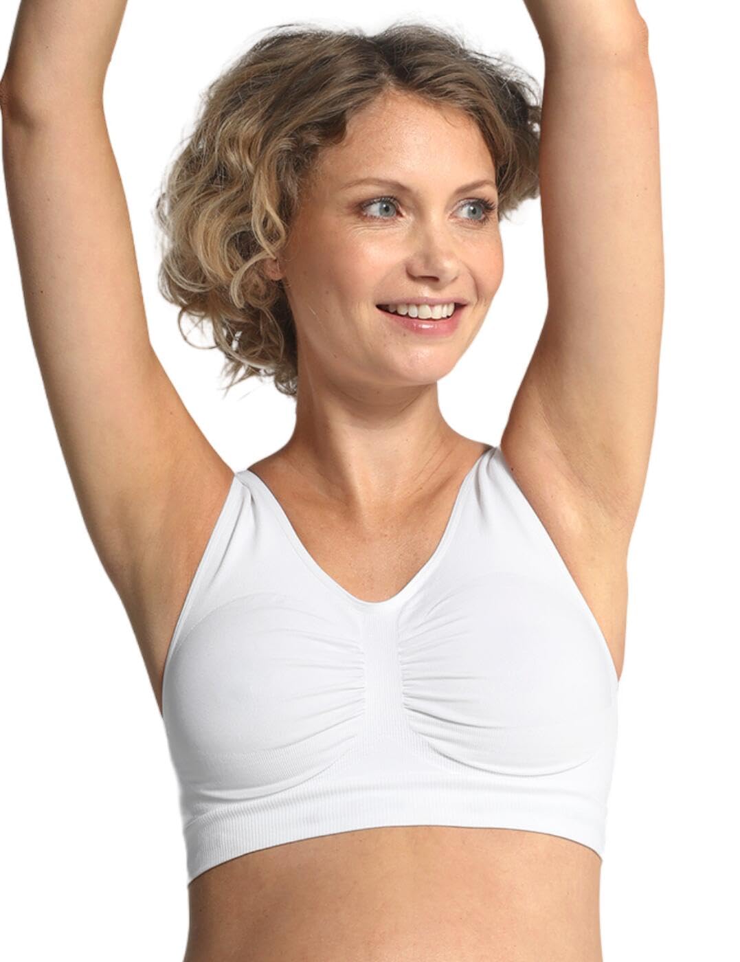 Carriwell Women's White Seamless Maternity Bra, Soft Cup, Extra Wide Straps, Reinforced Back, Breathable[White][Medium]