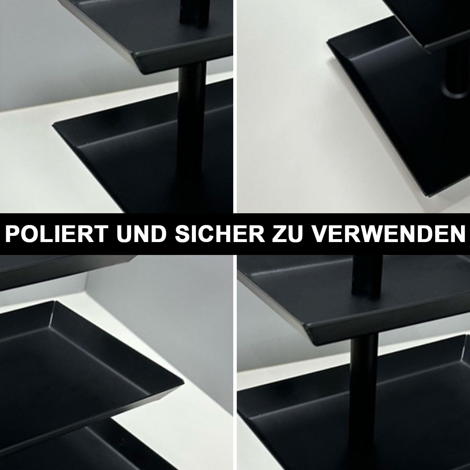 GZhaizhuan Présentoir à Gâteaux 3 Étages Rotatif Noir - Acier Avec Plateaux