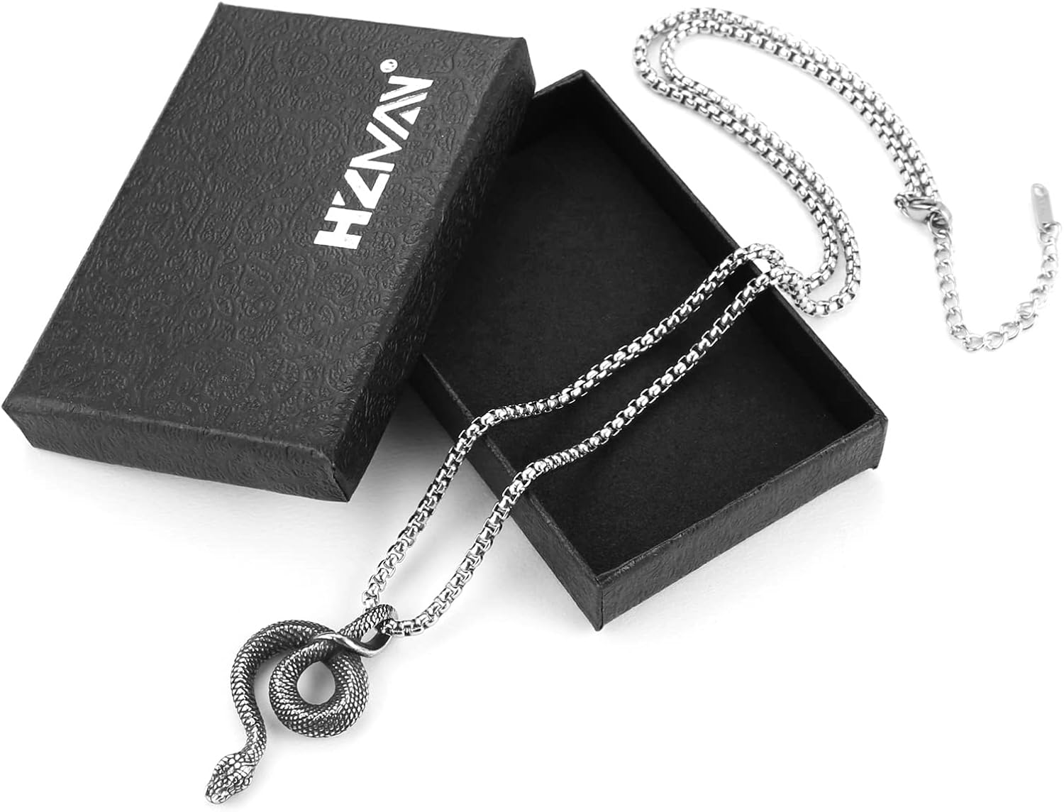 HZMAN Gothic Jewelry Men's Stainless Steel Animal Snake Pendant Chain Necklace - Image 6