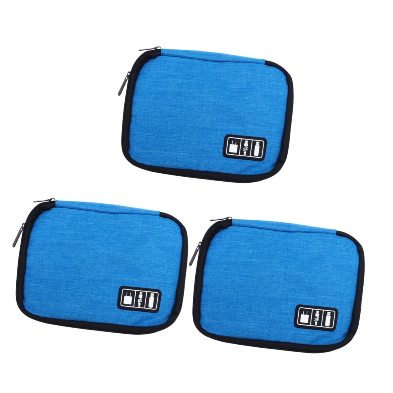 Mobestech 3piezas Bolsa Organizadora Portátil para Cables y Auriculares Pouch Multifuncional para Viaje Almacenamiento De Cargadores y Accesorios Azul