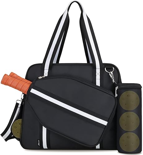 Vista 9 de Bolsa para Pickleball para Hombres y Mujeres con Bolsillo para Cubierta de Remo, Bolsa Externa para Bolas y Correa de Hombro Ajustable con Gancho