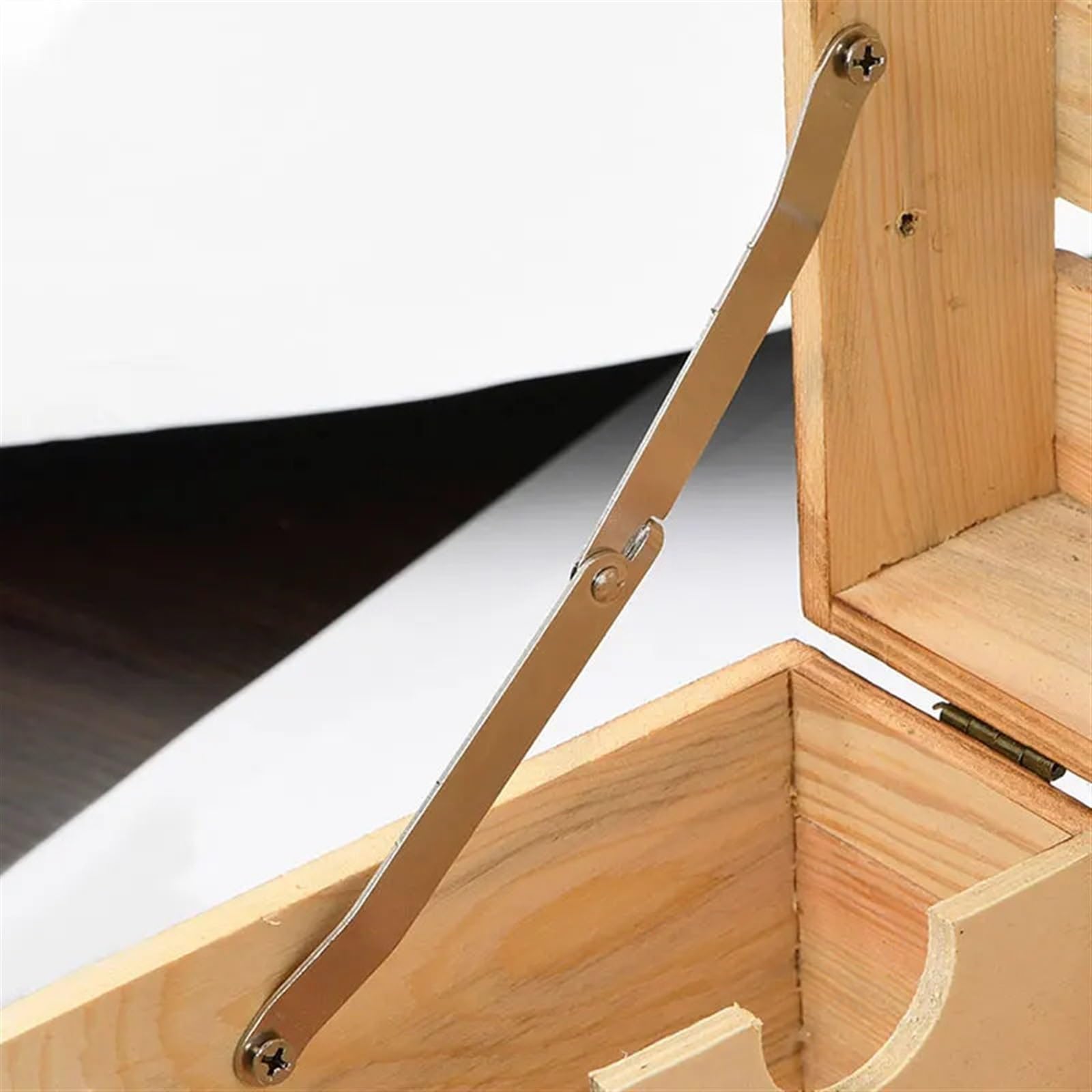 Boîte en bois étui à bijoux avec trépied de positionnement d'angle