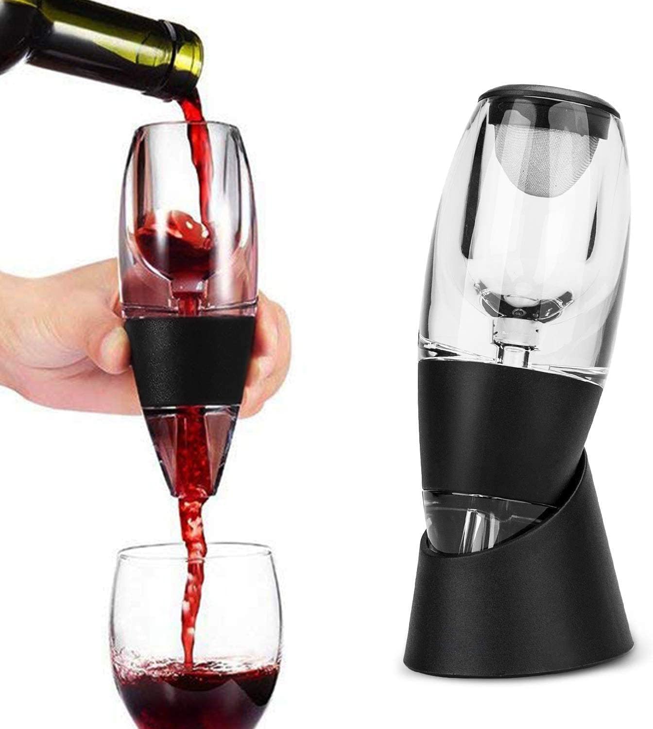 Wine Aerator, Mafiti Acrylic Red Wine Decanter with Base Gift Set for Christmas New Year Party for Wine Lovers (Type-A)