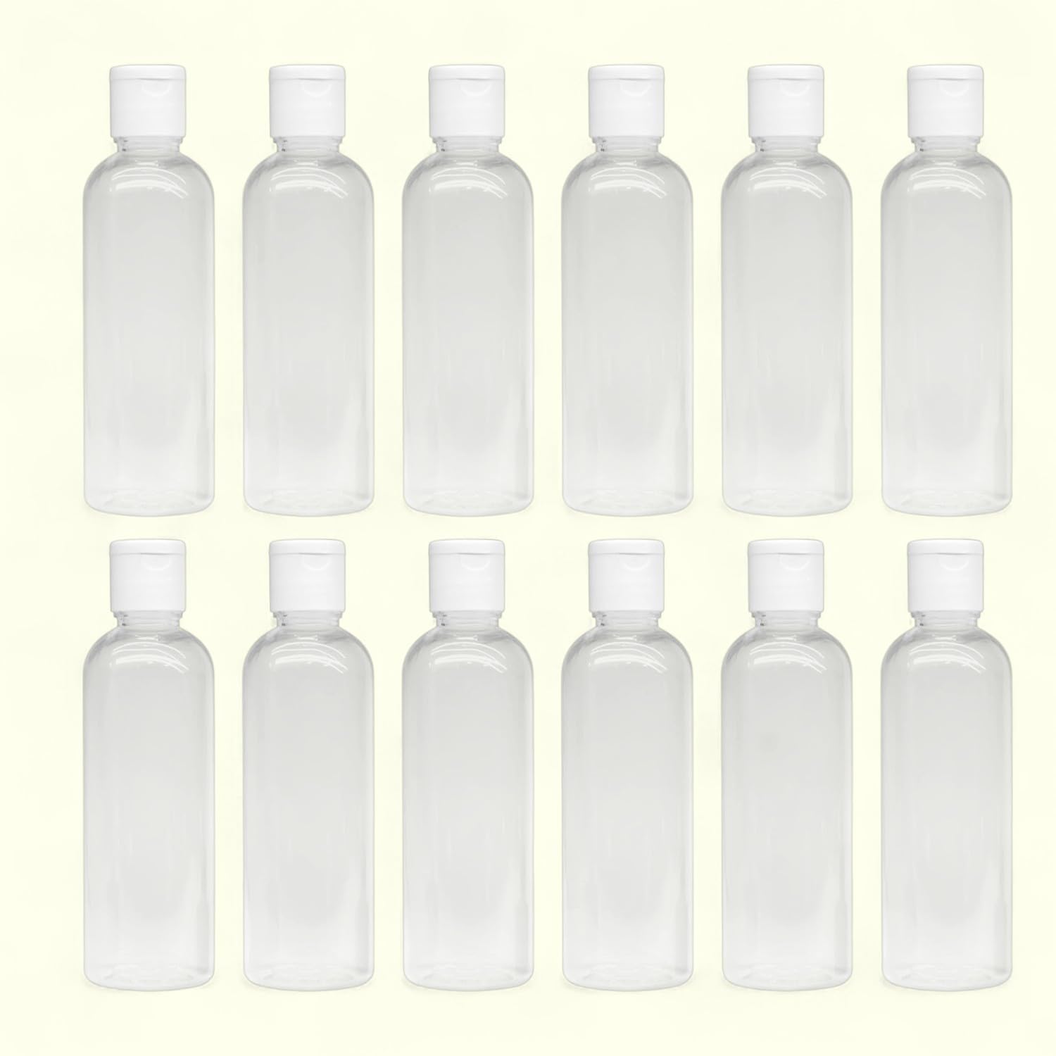 Thinqkart Select Empty Clear Refillable Bottles Travel Size, Cosmetic Containers Small Leak Proof Squeeze Bottles with White Flip Top Cap for Toiletries, Shampoo, Sanitizer, Round,oil 100ml Size (12)-image-34