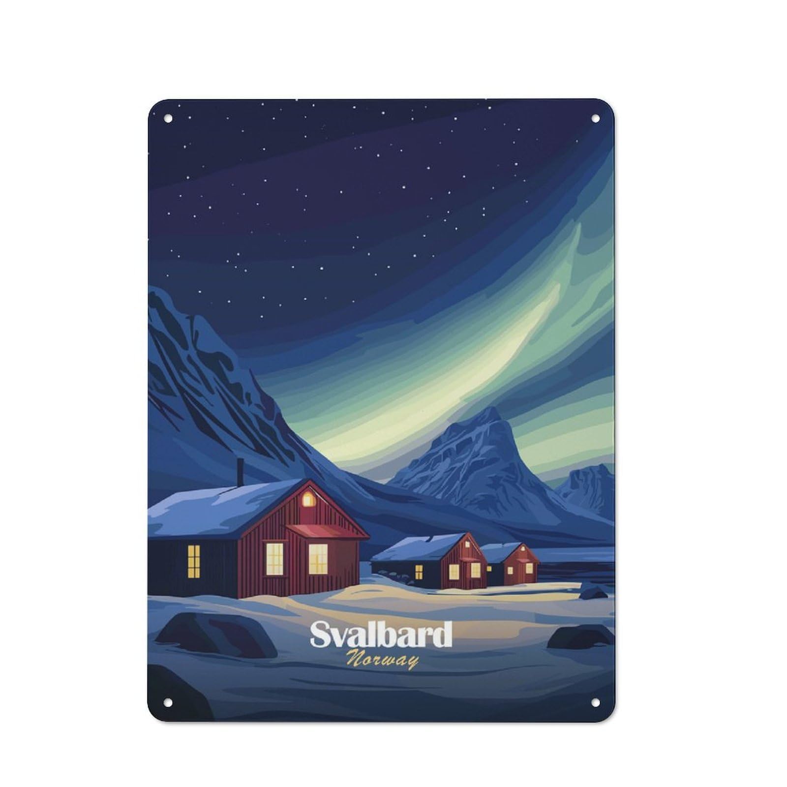 Rustic Svalbard Aurora Borealis Rustic Tin Sign 40x30cm, Porch Wall Decor for Greenhouse, Garden Room, Cafe Or Entryway