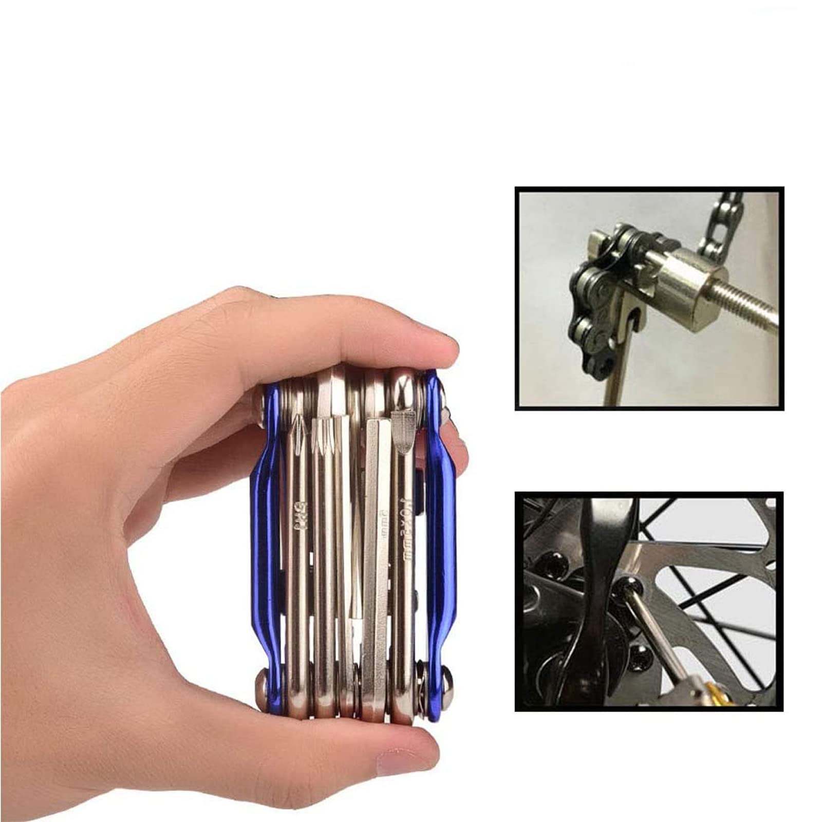 Multiusos Bici Herramientas, Multiherramienta Bici, Mini Bici Plegables Herramientas 11 en 1 Multifunción Bicicleta Reparacion Herramientas Mantenimiento Herramientas Kit (Azul)