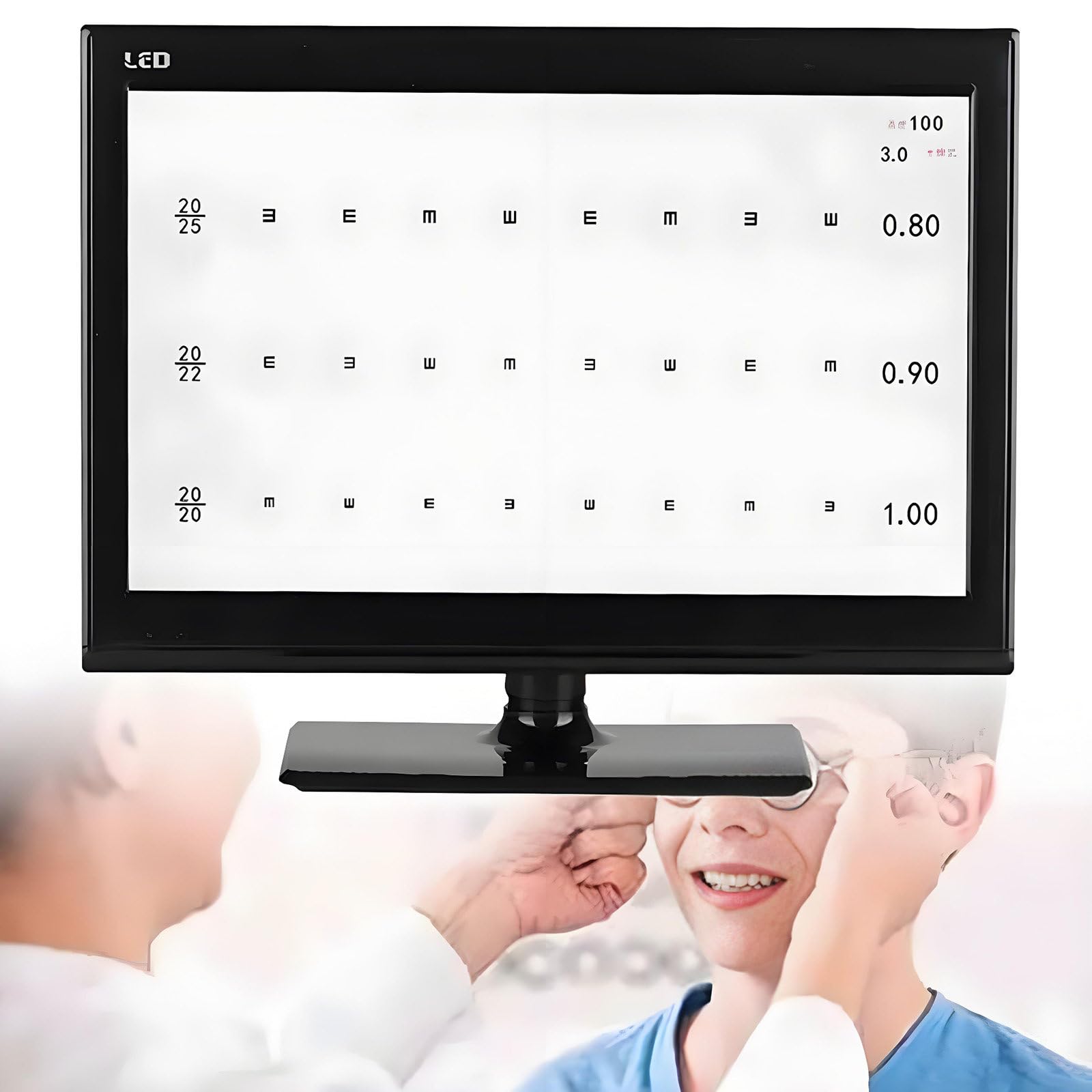 GUTYGIO High-Resolution LCD Electronic Eye Chart for Optometry, Remote Control Vision Meter with Adjustable Measuring Distance (1-6M), Digital Visual Acuity Chart, Ideal for Eye Exams 21.5in