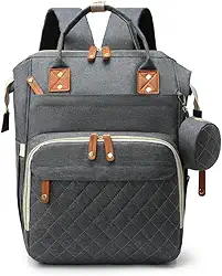 Bolsa Maternidade Mochila Impermeável Multifuncional Espaçosa para a Mamãe e o Bebê com Bolsos para Mamadeira e porta Chupetas (Cinza)