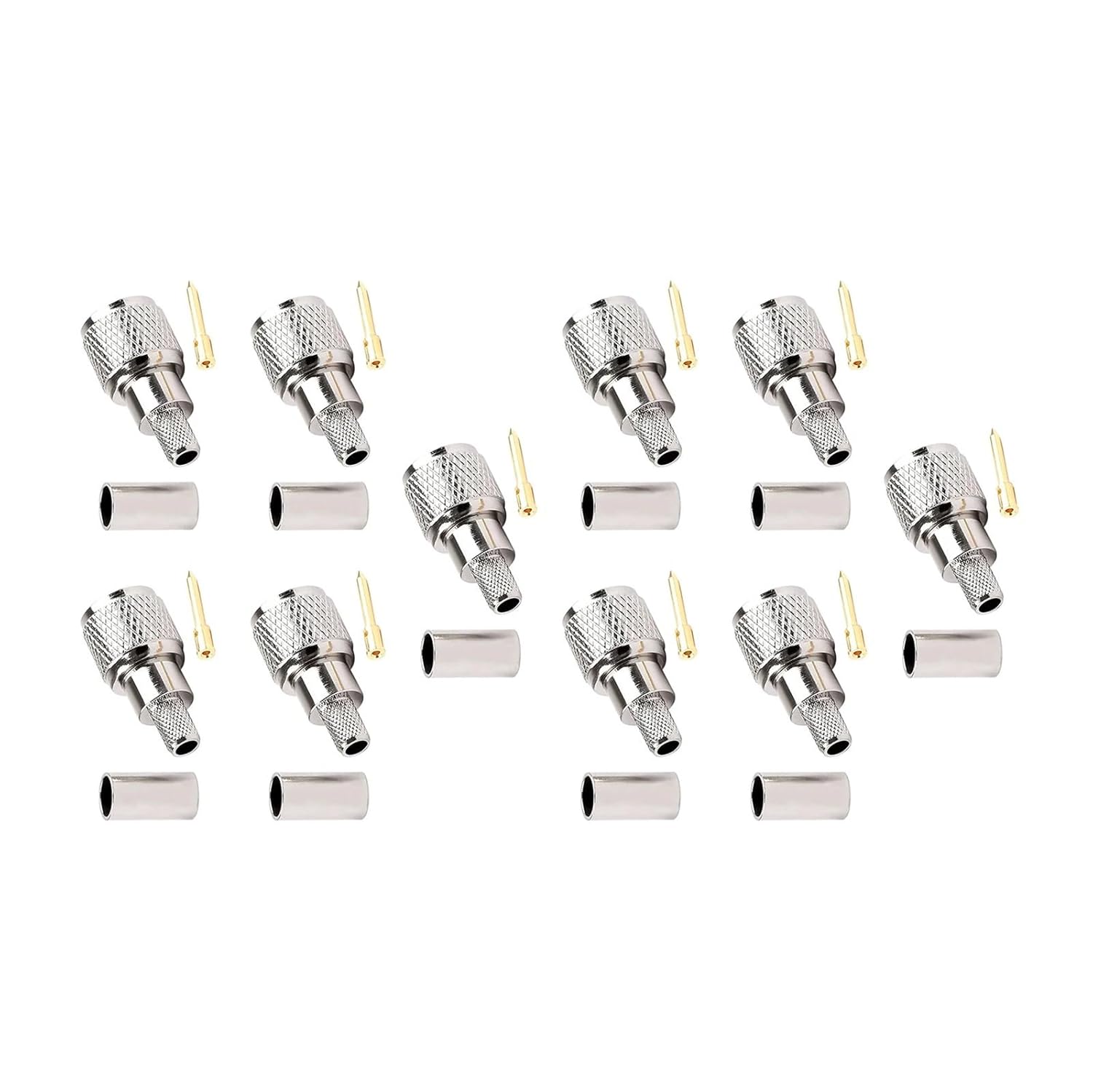 fengpeng 10Pcs/Set Mini-UHF Male Crimps Connector Antenna Adapter 50 ohm for Radio RG-58/U Cable Accessories Replacement