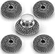 Edelstahl Wolle Schrubber mit Griff, 1 Pack Stahl Scheuerlappen mit 4 Ersatzkugeln, Scheuerpads, wiederverwendbarer Edelstahlschwamm für Küche, Haushalt, Pfanne(GRÖßE:9cm x 7.5 cm(LxW))