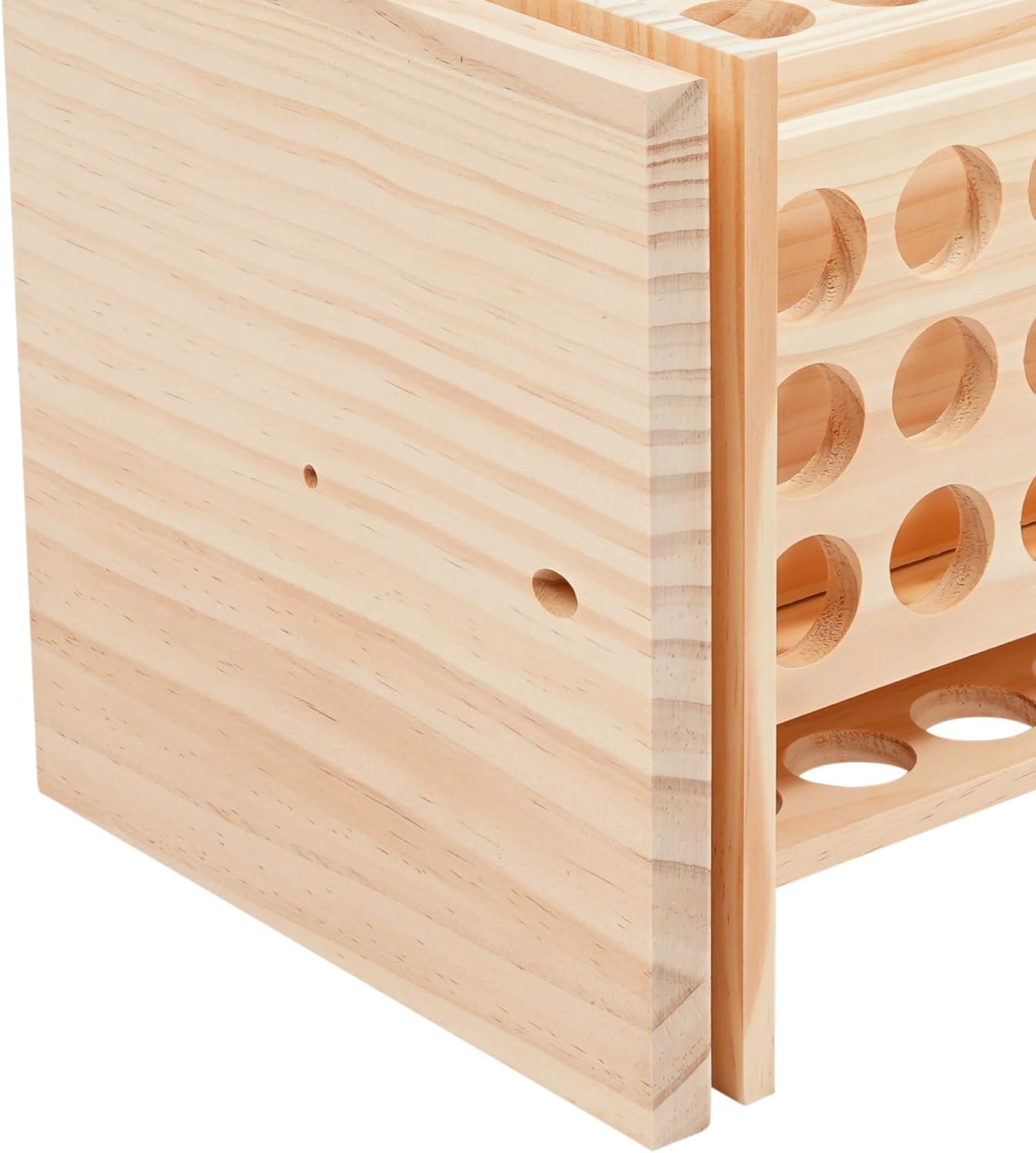 125 Slots Essential Oil Storage Shelf Wood Rotating Essential Oil Bottle Display Rack Wooden Farmhouse Style Essential Oil Stand Holder with Base for Aromatherapy Bottles Organization, Wood Color