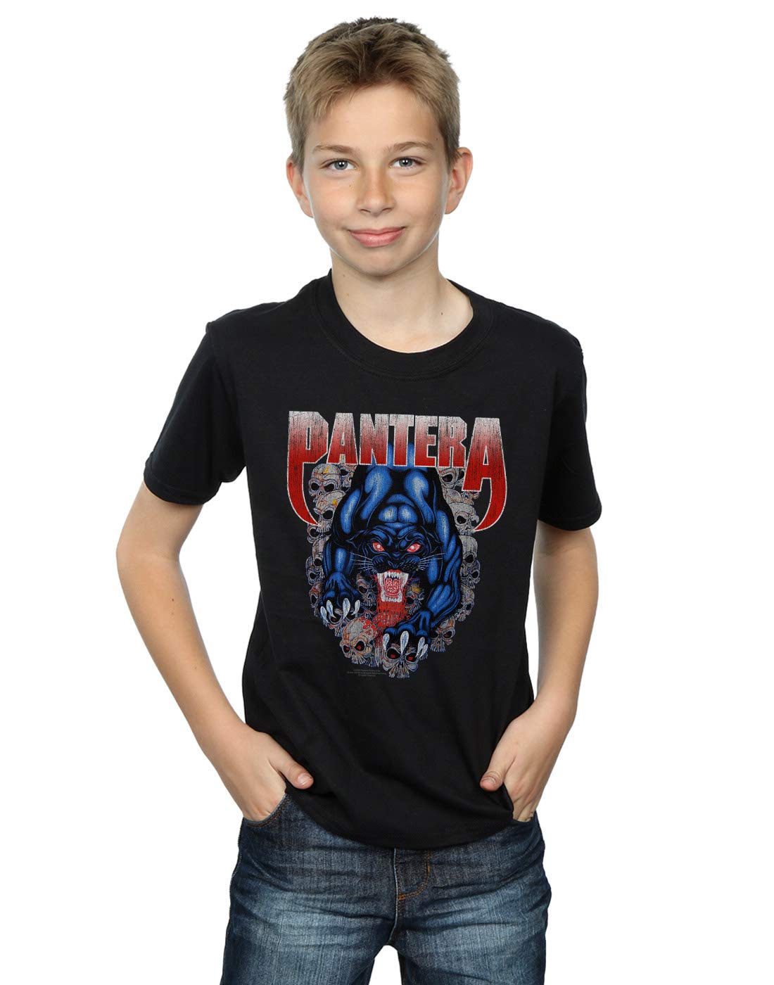 Absolute Cult Boys Black Pantera Panther T-Shirt 12-13 Years