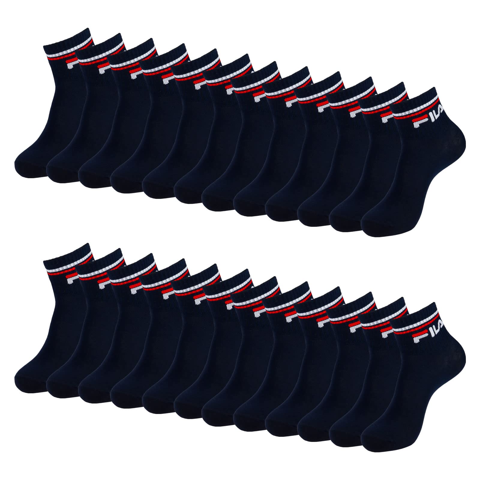 Fila Calza - 12 Paia Di Calzini Sportivi Unisex Da Uomo E Da Donna, - 321 Blu Navy, 39-42 - 4