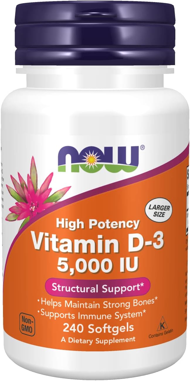 Now Vitamins D-3 5000 IU - 240 Softgels Pack de 3