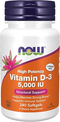 Now Vitamins D-3 5000 UI - 240 cápsulas blandas (paquete de 3)