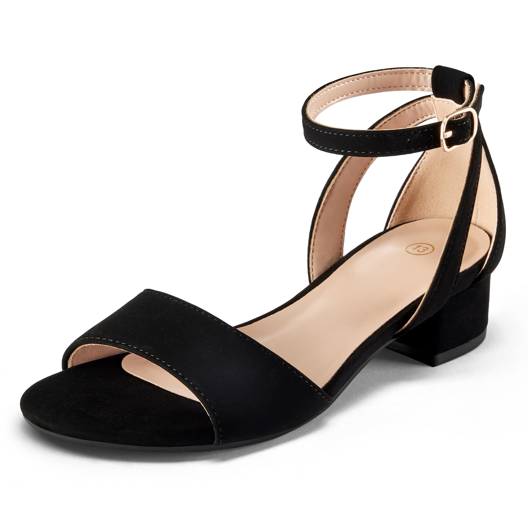 K KomForme Girls Sandals Low Chunky Heels Dress Pumps Ankle Strap Open Toe Flower Wedding Party Dress Shoes for Toddler/Little Kid/Big Kid